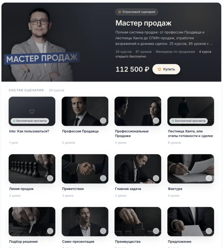Бонусная программа «Мастер продаж»: 26 курсов, 87 уроков