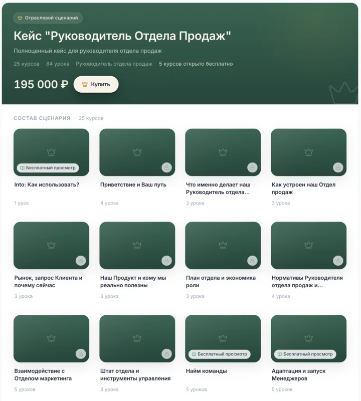Программа «Руководитель отдела продаж»: 25 курсов, 84 урока